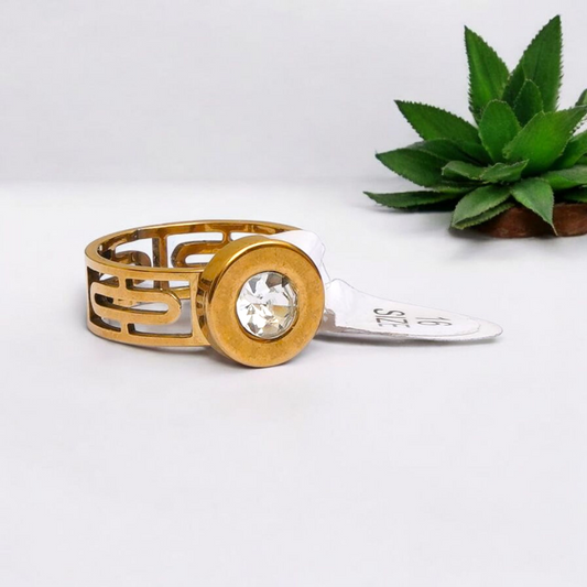 Golden roman ring with diamond in center