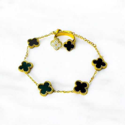 Clover bracelet and ring set
