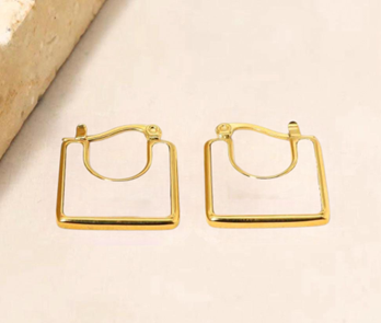 Noir Luxe Square Hoops White