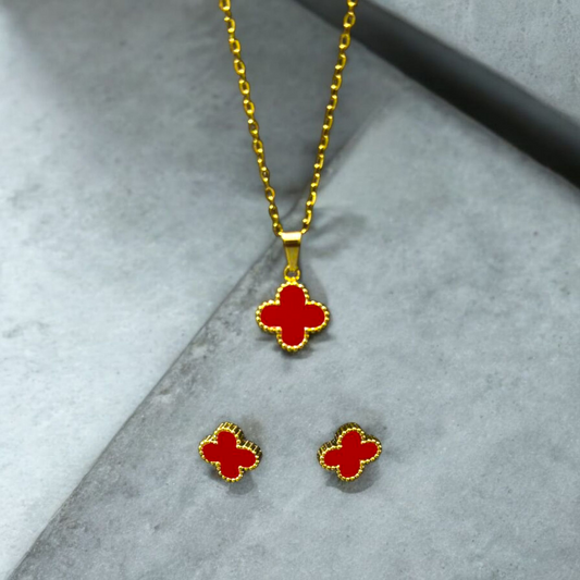 Red Clover necklace and earing set